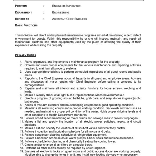 JD Engineering Supervisor