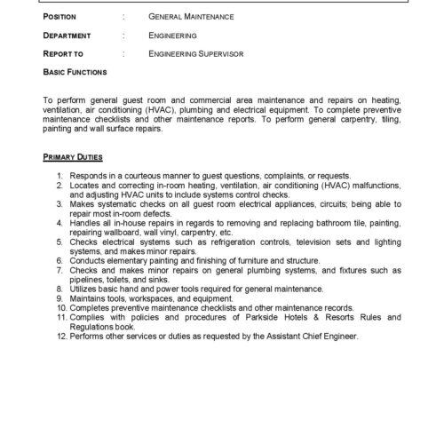 JD General maintenance