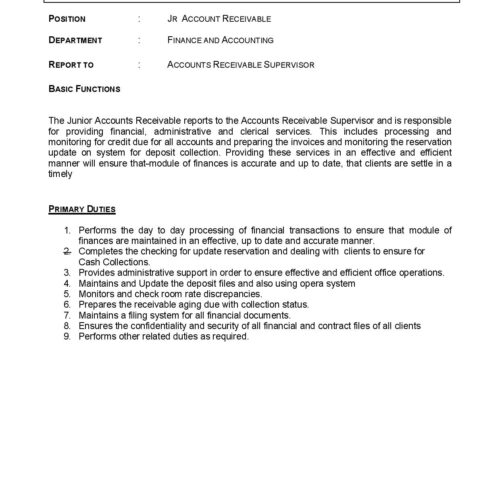 JD Account  Receivable Clerk