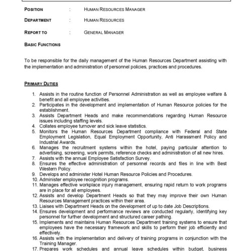 JD Human Resources manager