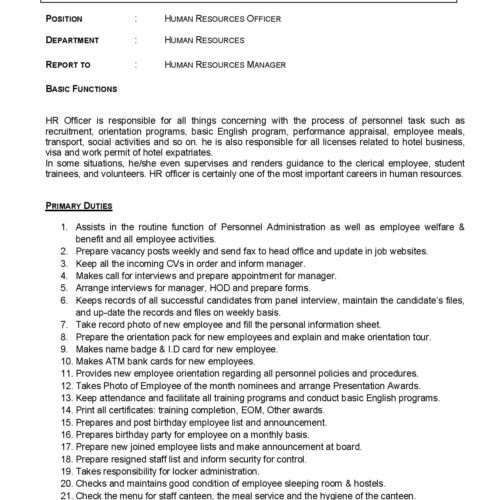 JD Human resources Officer