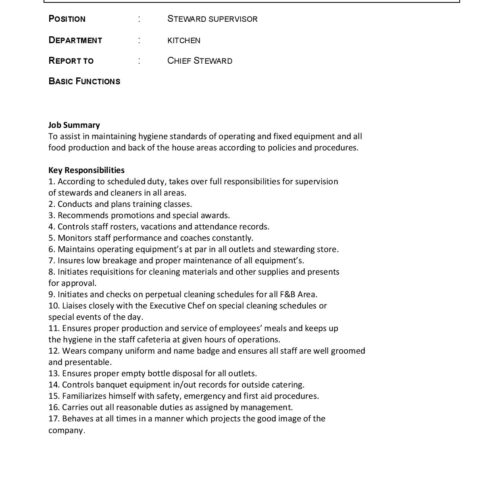 JD Steward Supervisor