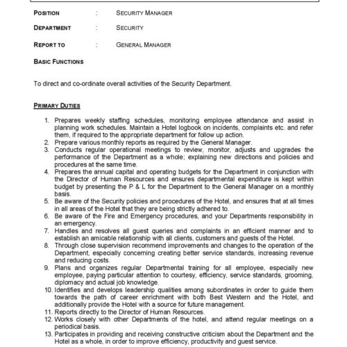 JD Security Manager assistant