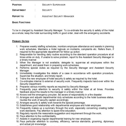 JD Security supervisor