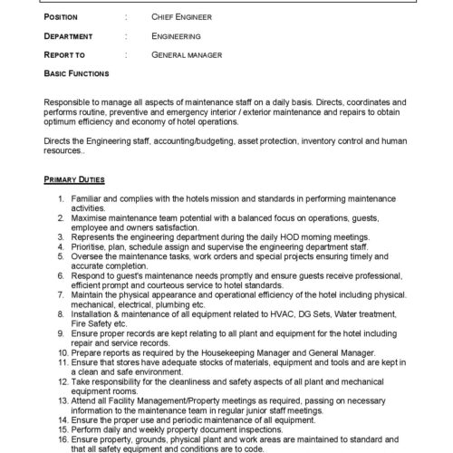 JD Chief engineering